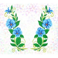 Водорастворимый флизелин для вышивки бисером или нитками "Голубые цветы" (Схема или набор)